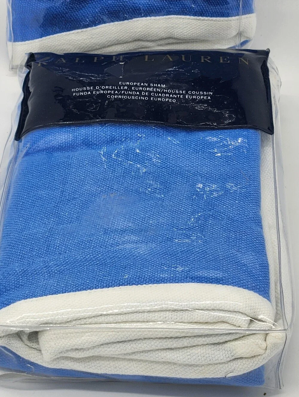 Ralph Lauren Branford Euro Shams Set of 2 100% Linen Blue White 26x26